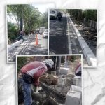 Pemasangan Kanstin Beton Tertibkan Jalan Jagir Wonokromo Surabaya